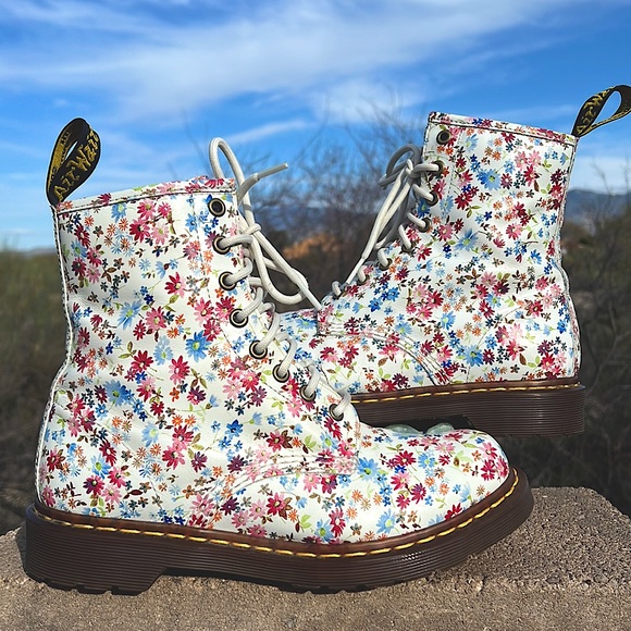 Dr. Martens Multicolor Watercolor Floral 1460 Boots - Picture 1 of 17